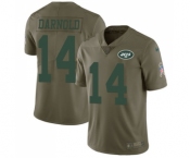 Men's New York Jets #14 Sam Darnold Limited Olive 2017 Salute to Service Football Jersey