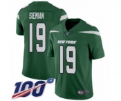Men's New York Jets #19 Trevor Siemian Green Team Color Vapor Untouchable Limited Player 100th Season Football Jersey
