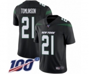 Men's New York Jets #21 LaDainian Tomlinson Black Alternate Vapor Untouchable Limited Player 100th Season Football Jersey