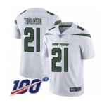 Men's New York Jets #21 LaDainian Tomlinson White Vapor Untouchable Limited Player 100th Season Football Jersey