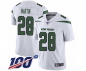 Men's New York Jets #28 Curtis Martin White Vapor Untouchable Limited Player 100th Season Football Jersey