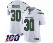 Men's New York Jets #30 Rashard Robinson White Vapor Untouchable Limited Player 100th Season Football Jersey