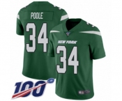 Men's New York Jets #34 Brian Poole Green Team Color Vapor Untouchable Limited Player 100th Season Football Jersey
