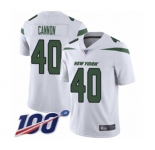 Men's New York Jets #40 Trenton Cannon White Vapor Untouchable Limited Player 100th Season Football Jersey