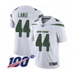 Men's New York Jets #44 Harvey Langi White Vapor Untouchable Limited Player 100th Season Football Jersey