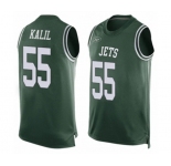 Men's New York Jets #55 Ryan Kalil Limited Green Player Name & Number Tank Top Football Jersey