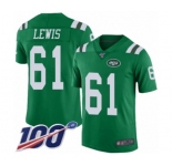 Men's New York Jets #61 Alex Lewis Limited Green Rush Vapor Untouchable 100th Season Football Jersey