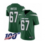Men's New York Jets #67 Brian Winters Green Team Color Vapor Untouchable Limited Player 100th Season Football Jersey