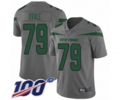 Men's New York Jets #79 Brent Qvale Limited Gray Inverted Legend 100th Season Football Jersey