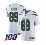 Men's New York Jets #89 Chris Herndon White Vapor Untouchable Limited Player 100th Season Football Jersey
