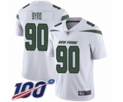 Men's New York Jets #90 Dennis Byrd White Vapor Untouchable Limited Player 100th Season Football Jersey