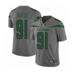 Men's New York Jets #91 Bronson Kaufusi Limited Gray Inverted Legend Football Jersey