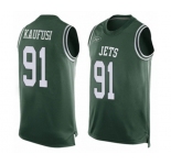 Men's New York Jets #91 Bronson Kaufusi Limited Green Player Name & Number Tank Top Football Jersey