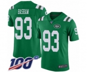 Men's New York Jets #93 Tarell Basham Limited Green Rush Vapor Untouchable 100th Season Football Jersey
