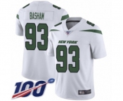 Men's New York Jets #93 Tarell Basham White Vapor Untouchable Limited Player 100th Season Football Jersey