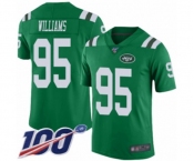 Men's New York Jets #95 Quinnen Williams Limited Green Rush Vapor Untouchable 100th Season Football Jersey