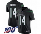 Men's Nike New York Jets #14 Sam Darnold Black Alternate Vapor Untouchable Limited Player 100th Season NFL Jersey