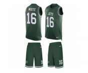 Men's Nike New York Jets #16 Myles White Limited Green Tank Top Suit NFL Jersey