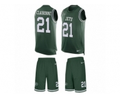 Men's Nike New York Jets #21 Morris Claiborne Limited Green Tank Top Suit NFL Jersey