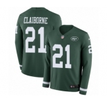 Men's Nike New York Jets #21 Morris Claiborne Limited Green Therma Long Sleeve NFL Jersey