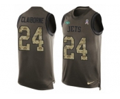 Men's Nike New York Jets #24 Morris Claiborne Limited Green Salute to Service Tank Top NFL Jersey