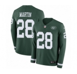 Men's Nike New York Jets #28 Curtis Martin Limited Green Therma Long Sleeve NFL Jersey