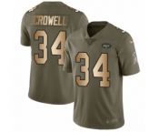 Men's Nike New York Jets #34 Isaiah Crowell Limited Olive Gold 2017 Salute to Service NFL Jersey