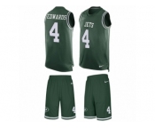 Men's Nike New York Jets #4 Lac Edwards Limited Green Tank Top Suit NFL Jersey