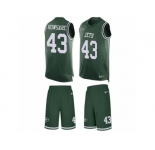 Men's Nike New York Jets #43 Julian Howsare Limited Green Tank Top Suit NFL Jersey