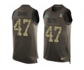 Men's Nike New York Jets #47 Kellen Davis Limited Green Salute to Service Tank Top NFL Jersey