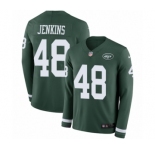 Men's Nike New York Jets #48 Jordan Jenkins Limited Green Therma Long Sleeve NFL Jersey