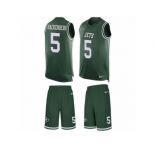 Men's Nike New York Jets #5 Christian Hackenberg Limited Green Tank Top Suit NFL Jersey
