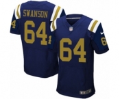 Men's Nike New York Jets #64 Travis Swanson Elite Navy Blue Alternate NFL Jersey
