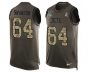 Men's Nike New York Jets #64 Travis Swanson Limited Green Salute to Service Tank Top NFL Jersey