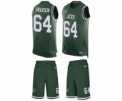 Men's Nike New York Jets #64 Travis Swanson Limited Green Tank Top Suit NFL Jersey