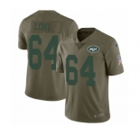 Men's Nike New York Jets #64 Travis Swanson Limited Olive 2017 Salute to Service NFL Jersey