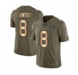 Men's Nike New York Jets #8 Cairo Santos Limited Olive Gold 2017 Salute to Service NFL Jersey