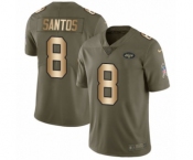 Men's Nike New York Jets #8 Cairo Santos Limited Olive Gold 2017 Salute to Service NFL Jersey