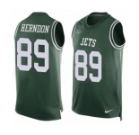 Men's Nike New York Jets #89 Chris Herndon Limited Green Player Name & Number Tank Top NFL Jersey