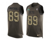 Men's Nike New York Jets #89 Jalin Marshall Limited Green Salute to Service Tank Top NFL Jersey