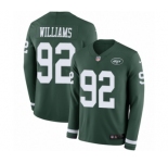 Men's Nike New York Jets #92 Leonard Williams Limited Green Therma Long Sleeve NFL Jersey