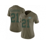 Women Nike New York Jets #21 Morris Claiborne Limited Olive 2017 Salute to Service NFL Jersey