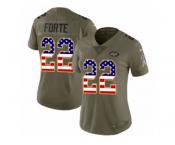 Women Nike New York Jets #22 Matt Forte Limited Olive USA Flag 2017 Salute to Service NFL Jersey