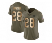 Women Nike New York Jets #28 Curtis Martin Limited Olive Gold 2017 Salute to Service NFL Jersey