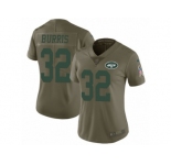 Women Nike New York Jets #32 Juston Burris Limited Olive 2017 Salute to Service NFL Jersey
