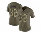 Women Nike New York Jets #32 Juston Burris Limited Olive Camo 2017 Salute to Service NFL Jersey