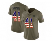Women Nike New York Jets #41 Buster Skrine Limited Olive USA Flag 2017 Salute to Service NFL Jersey