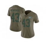 Women Nike New York Jets #43 Julian Howsare Limited Olive 2017 Salute to Service NFL Jersey