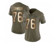 Women Nike New York Jets #76 Wesley Johnson Limited Olive Gold 2017 Salute to Service NFL Jersey