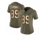 Women Nike New York Jets #89 Jalin Marshall Limited Olive Gold 2017 Salute to Service NFL Jersey